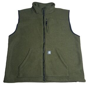 Carhartt Textured Thermal Fleece Lined Vest Jacket V28 Army Green Full Zip XL